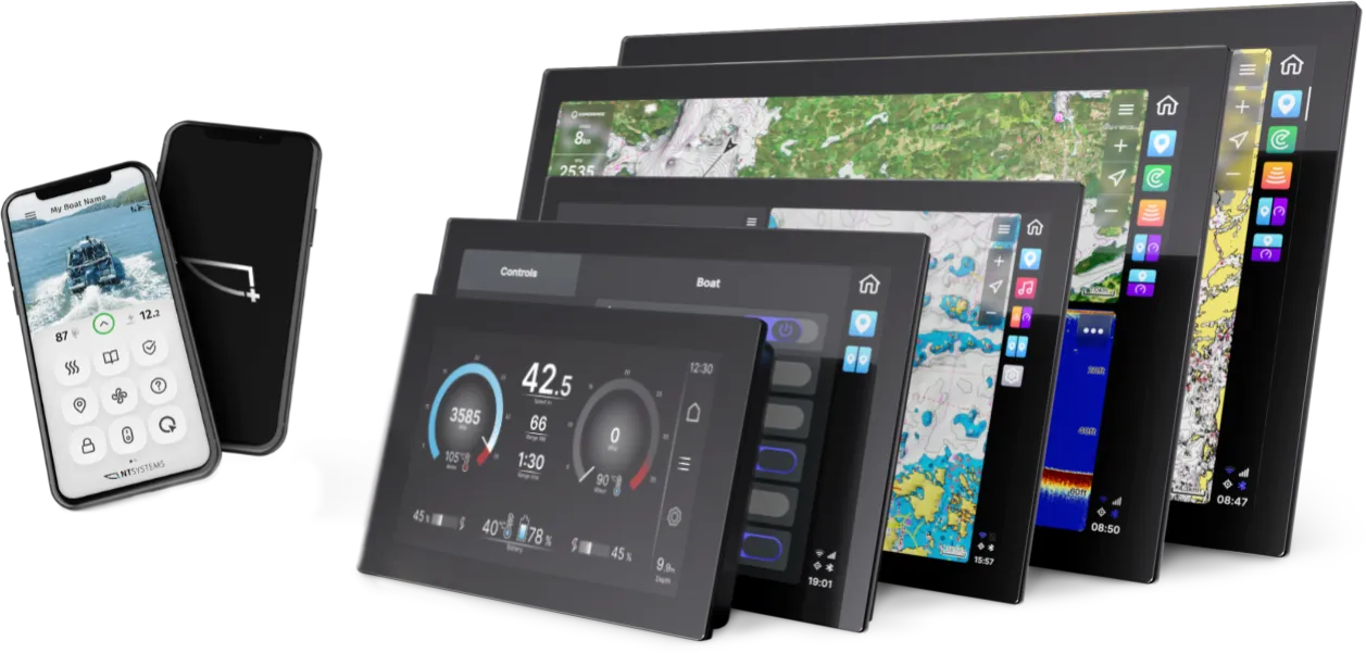 Render of NT Systems display and app interface